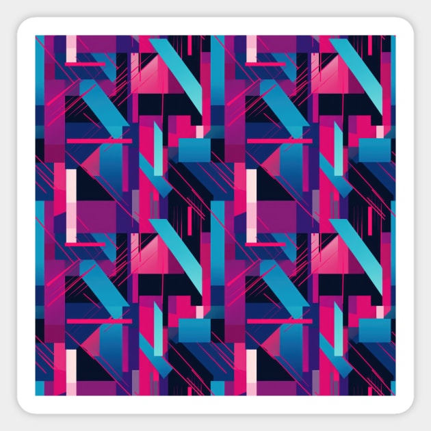 Cubist Harmony: Modern Geometric Dance in Pink, Blue, and Violet Sticker by star trek fanart and more